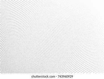Abstract halftone wave dotted background. Futuristic twisted grunge pattern, dot, circles.  Vector modern optical pop art texture for posters, business cards, cover, labels mock-up, stickers layout