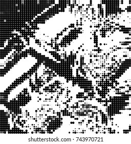 Abstract halftone wave dotted background. Futuristic twisted grunge pattern, dot, circles. Vector futuristic texture for posters, sites, business cards, postcards, interior design, labels.