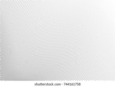 Abstract halftone wave dotted background. Futuristic twisted grunge pattern, dot, circles.  Vector modern optical pop art texture for posters, business cards, cover, labels mock-up, stickers layout