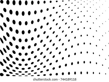 Abstract halftone wave dotted background. Futuristic twisted grunge pattern, dot, circles.  Vector modern optical pop art texture for posters, business cards, cover, labels mock-up, stickers layout