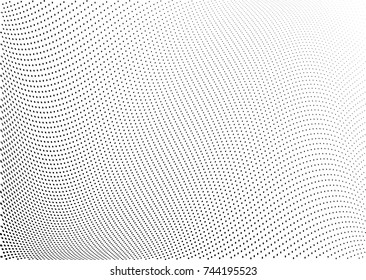 Abstract halftone wave dotted background. Futuristic twisted grunge pattern, dot, circles.  Vector modern optical pop art texture for posters, business cards, cover, labels mock-up, stickers layout