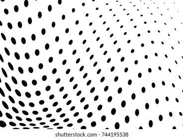 Abstract halftone wave dotted background. Futuristic twisted grunge pattern, dot, circles.  Vector modern optical pop art texture for posters, business cards, cover, labels mock-up, stickers layout