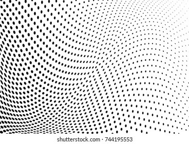Abstract halftone wave dotted background. Futuristic twisted grunge pattern, dot, circles.  Vector modern optical pop art texture for posters, business cards, cover, labels mock-up, stickers layout