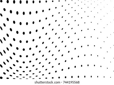 Abstract halftone wave dotted background. Futuristic twisted grunge pattern, dot, circles.  Vector modern optical pop art texture for posters, business cards, cover, labels mock-up, stickers layout