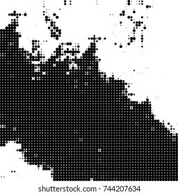 Abstract halftone wave dotted background. Futuristic twisted grunge pattern, dot, circles. Vector futuristic texture for posters, sites, business cards, postcards, interior design, labels.