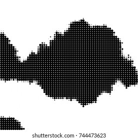 Abstract halftone wave dotted background. Futuristic twisted grunge pattern, dot, circles. Vector futuristic texture for posters, sites, business cards, postcards, interior design, labels.