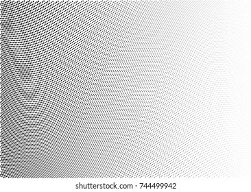 Abstract halftone wave dotted background. Futuristic twisted grunge pattern, dot, circles.  Vector modern optical pop art texture for posters, business cards, cover, labels mock-up, stickers layout