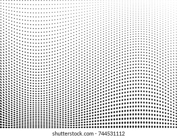 Abstract halftone wave dotted background. Futuristic twisted grunge pattern, dot, circles.  Vector modern optical pop art texture for posters, business cards, cover, labels mock-up, stickers layout