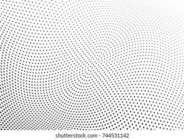 Abstract halftone wave dotted background. Futuristic twisted grunge pattern, dot, circles.  Vector modern optical pop art texture for posters, business cards, cover, labels mock-up, stickers layout