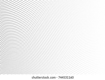 Abstract halftone wave dotted background. Futuristic twisted grunge pattern, dot, circles.  Vector modern optical pop art texture for posters, business cards, cover, labels mock-up, stickers layout