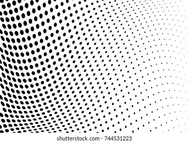 Abstract halftone wave dotted background. Futuristic twisted grunge pattern, dot, circles.  Vector modern optical pop art texture for posters, business cards, cover, labels mock-up, stickers layout