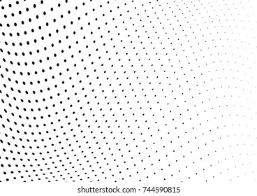 Abstract halftone wave dotted background. Futuristic twisted grunge pattern, dot, circles.  Vector modern optical pop art texture for posters, business cards, cover, labels mock-up, stickers layout