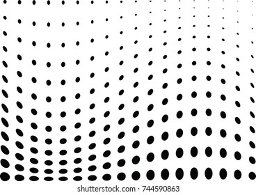 Abstract halftone wave dotted background. Futuristic twisted grunge pattern, dot, circles.  Vector modern optical pop art texture for posters, business cards, cover, labels mock-up, stickers layout