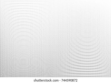 Abstract halftone wave dotted background. Futuristic twisted grunge pattern, dot, circles.  Vector modern optical pop art texture for posters, business cards, cover, labels mock-up, stickers layout