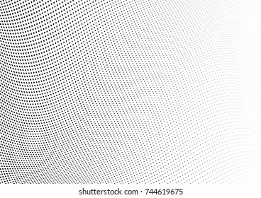Abstract halftone wave dotted background. Futuristic twisted grunge pattern, dot, circles.  Vector modern optical pop art texture for posters, business cards, cover, labels mock-up, stickers layout