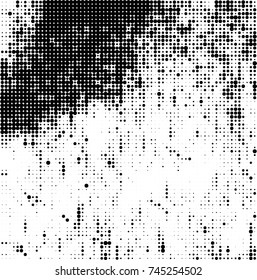 Abstract halftone wave dotted background. Futuristic twisted grunge pattern, dot, circles. Vector futuristic texture for posters, sites, business cards, postcards, interior design, labels.