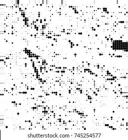 Abstract halftone wave dotted background. Futuristic twisted grunge pattern, dot, circles. Vector futuristic texture for posters, sites, business cards, postcards, interior design, labels.