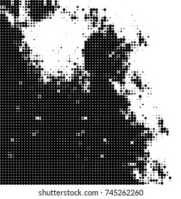 Abstract halftone wave dotted background. Futuristic twisted grunge pattern, dot, circles. Vector futuristic texture for posters, sites, business cards, postcards, interior design, labels.