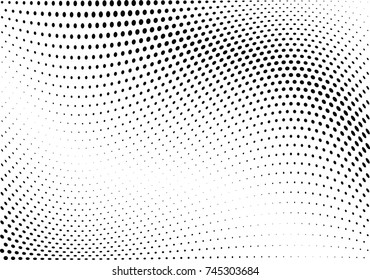 Abstract halftone wave dotted background. Futuristic twisted grunge pattern, dot, circles.  Vector modern optical pop art texture for posters, business cards, cover, labels mock-up, stickers layout