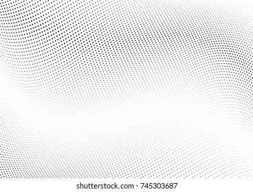 Abstract halftone wave dotted background. Futuristic twisted grunge pattern, dot, circles.  Vector modern optical pop art texture for posters, business cards, cover, labels mock-up, stickers layout