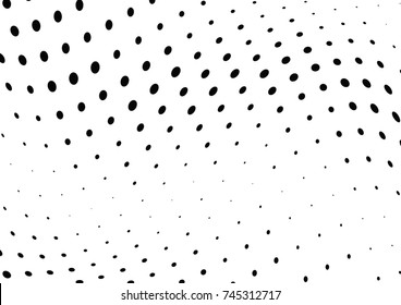 Abstract halftone wave dotted background. Futuristic twisted grunge pattern, dot, circles.  Vector modern optical pop art texture for posters, business cards, cover, labels mock-up, stickers layout