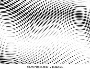 Abstract halftone wave dotted background. Futuristic twisted grunge pattern, dot, circles.  Vector modern optical pop art texture for posters, business cards, cover, labels mock-up, stickers layout