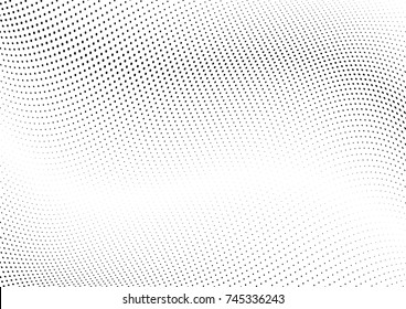 Abstract Halftone Wave Dotted Background. Futuristic Twisted Grunge Pattern, Dot, Circles.  Vector Modern Optical Pop Art Texture For Posters, Business Cards, Cover, Labels Mock-up, Stickers Layout