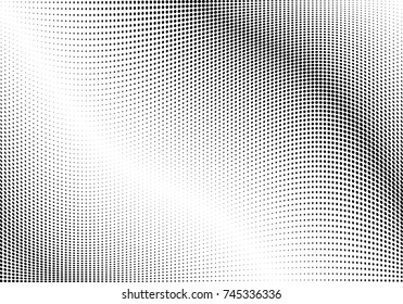Abstract halftone wave dotted background. Futuristic twisted grunge pattern, dot, circles.  Vector modern optical pop art texture for posters, business cards, cover, labels mock-up, stickers layout