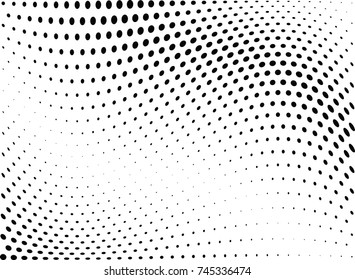 Abstract halftone wave dotted background. Futuristic twisted grunge pattern, dot, circles.  Vector modern optical pop art texture for posters, business cards, cover, labels mock-up, stickers layout