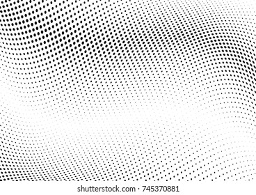 Abstract halftone wave dotted background. Futuristic twisted grunge pattern, dot, circles.  Vector modern optical pop art texture for posters, business cards, cover, labels mock-up, stickers layout