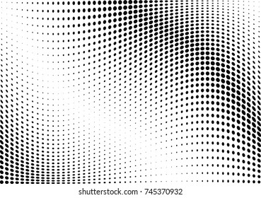 Abstract halftone wave dotted background. Futuristic twisted grunge pattern, dot, circles.  Vector modern optical pop art texture for posters, business cards, cover, labels mock-up, stickers layout