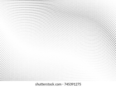 Abstract halftone wave dotted background. Futuristic twisted grunge pattern, dot, circles.  Vector modern optical pop art texture for posters, business cards, cover, labels mock-up, stickers layout