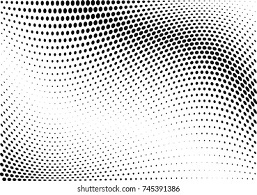Abstract halftone wave dotted background. Futuristic twisted grunge pattern, dot, circles.  Vector modern optical pop art texture for posters, business cards, cover, labels mock-up, stickers layout