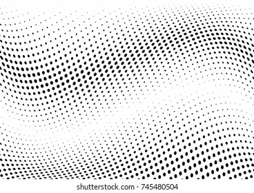 Abstract halftone wave dotted background. Futuristic twisted grunge pattern, dot, circles.  Vector modern optical pop art texture for posters, business cards, cover, labels mock-up, stickers layout