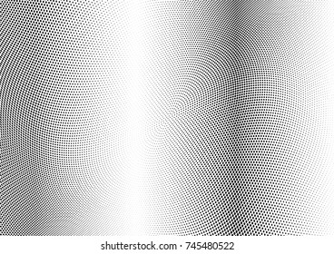 Abstract halftone wave dotted background. Futuristic twisted grunge pattern, dot, circles.  Vector modern optical pop art texture for posters, business cards, cover, labels mock-up, stickers layout