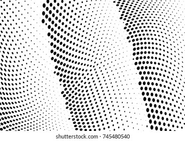 Abstract halftone wave dotted background. Futuristic twisted grunge pattern, dot, circles.  Vector modern optical pop art texture for posters, business cards, cover, labels mock-up, stickers layout