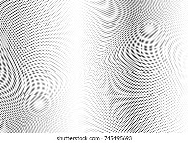 Abstract halftone wave dotted background. Futuristic twisted grunge pattern, dot, circles.  Vector modern optical pop art texture for posters, business cards, cover, labels mock-up, stickers layout