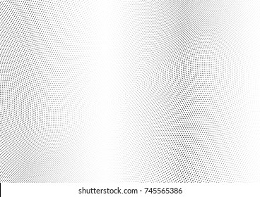 Abstract halftone wave dotted background. Futuristic twisted grunge pattern, dot, circles.  Vector modern optical pop art texture for posters, business cards, cover, labels mock-up, stickers layout