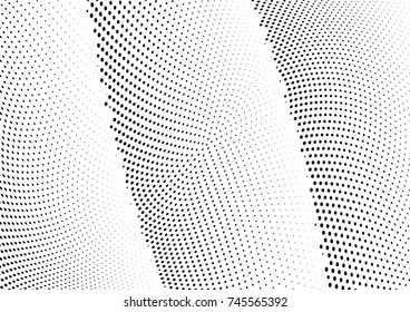 Abstract halftone wave dotted background. Futuristic twisted grunge pattern, dot, circles.  Vector modern optical pop art texture for posters, business cards, cover, labels mock-up, stickers layout