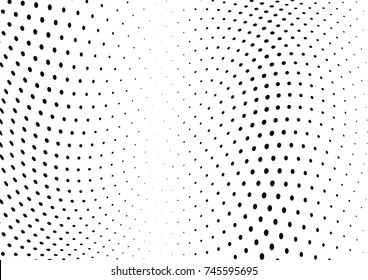 Abstract halftone wave dotted background. Futuristic twisted grunge pattern, dot, circles.  Vector modern optical pop art texture for posters, business cards, cover, labels mock-up, stickers layout