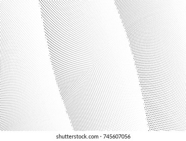 Abstract halftone wave dotted background. Futuristic twisted grunge pattern, dot, circles.  Vector modern optical pop art texture for posters, business cards, cover, labels mock-up, stickers layout