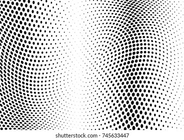 Abstract halftone wave dotted background. Futuristic twisted grunge pattern, dot, circles.  Vector modern optical pop art texture for posters, business cards, cover, labels mock-up, stickers layout