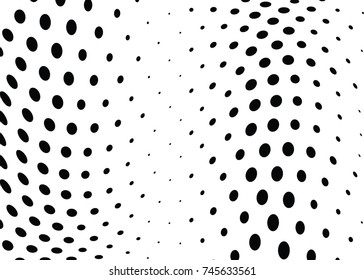 Abstract halftone wave dotted background. Futuristic twisted grunge pattern, dot, circles.  Vector modern optical pop art texture for posters, business cards, cover, labels mock-up, stickers layout
