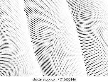 Abstract halftone wave dotted background. Futuristic twisted grunge pattern, dot, circles.  Vector modern optical pop art texture for posters, business cards, cover, labels mock-up, stickers layout