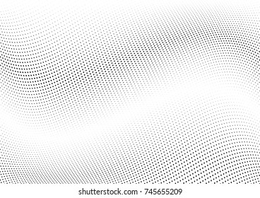 Abstract halftone wave dotted background. Futuristic twisted grunge pattern, dot, circles.  Vector modern optical pop art texture for posters, business cards, cover, labels mock-up, stickers layout