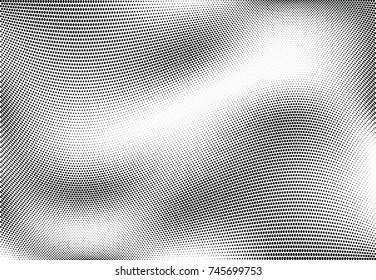 Abstract halftone wave dotted background. Futuristic twisted grunge pattern, dot, circles.  Vector modern optical pop art texture for posters, business cards, cover, labels mock-up, stickers layout