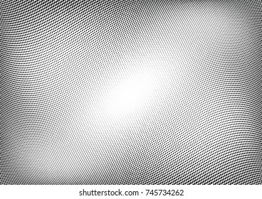 Abstract halftone wave dotted background. Futuristic twisted grunge pattern, dot, circles.  Vector modern optical pop art texture for posters, business cards, cover, labels mock-up, stickers layout