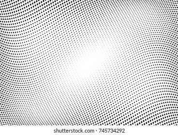 Abstract halftone wave dotted background. Futuristic twisted grunge pattern, dot, circles.  Vector modern optical pop art texture for posters, business cards, cover, labels mock-up, stickers layout
