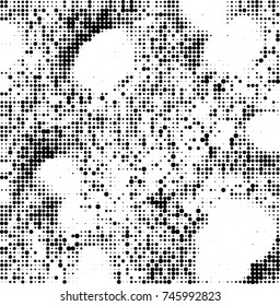 Abstract halftone wave dotted background. Futuristic twisted grunge pattern, dot, circles. Vector futuristic texture for posters, sites, business cards, postcards, interior design, labels.