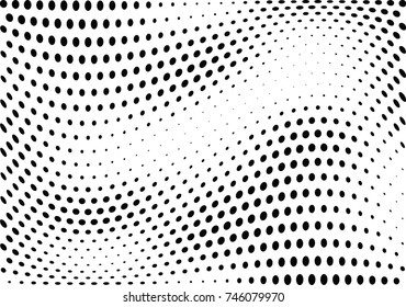 Abstract halftone wave dotted background. Futuristic twisted grunge pattern, dot, circles.  Vector modern optical pop art texture for posters, business cards, cover, labels mock-up, stickers